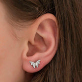 Boucles d'oreilles papillon blanc argenté